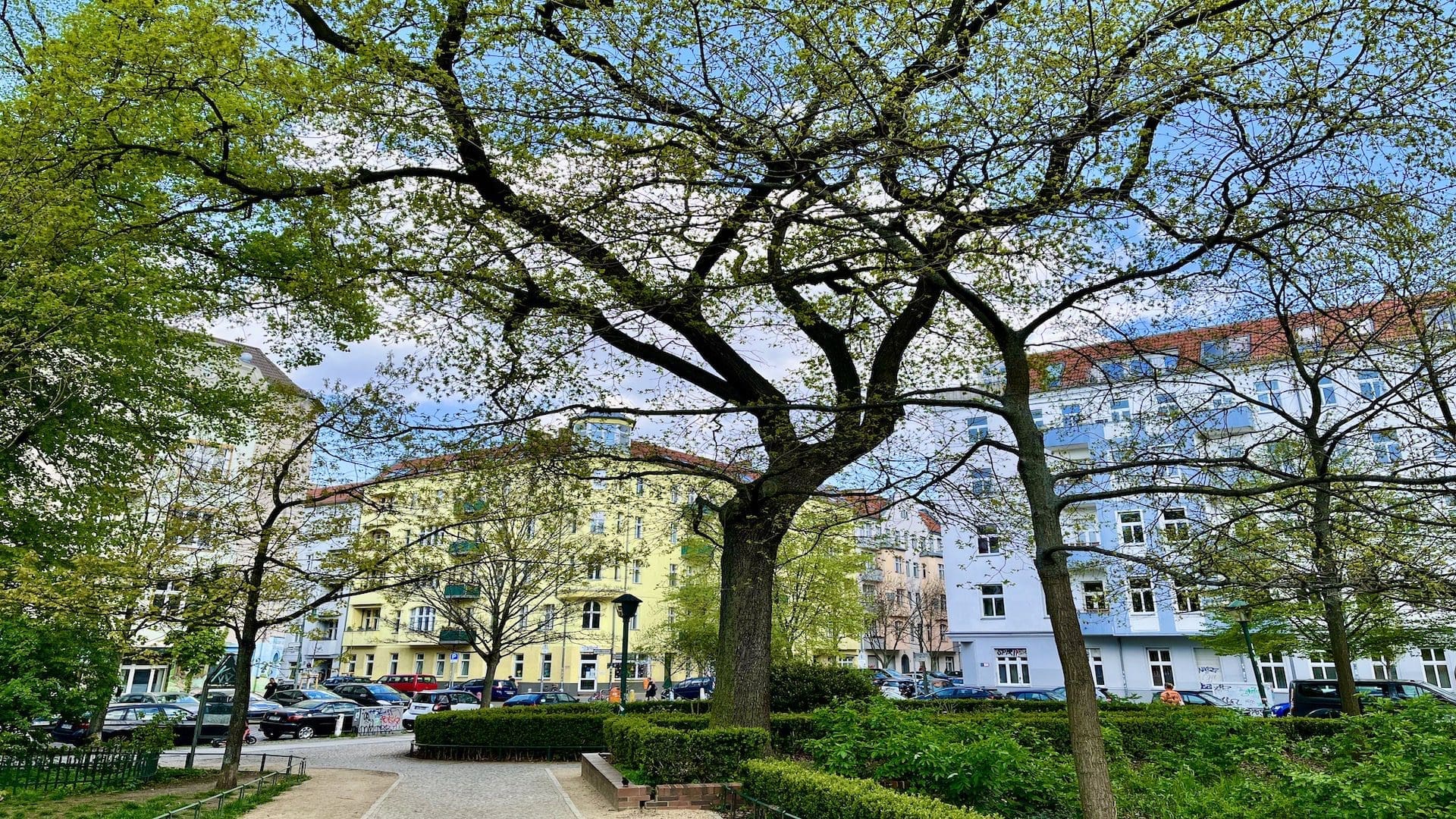 Picturesque neighborhood and square in Berlin Prenzlauer Berg