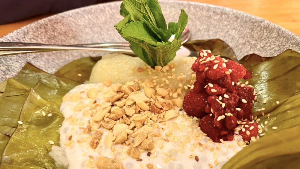 Banana sticky rice dessert from Vietnamese restaurant Monsieur Vuong in Berlin Germany