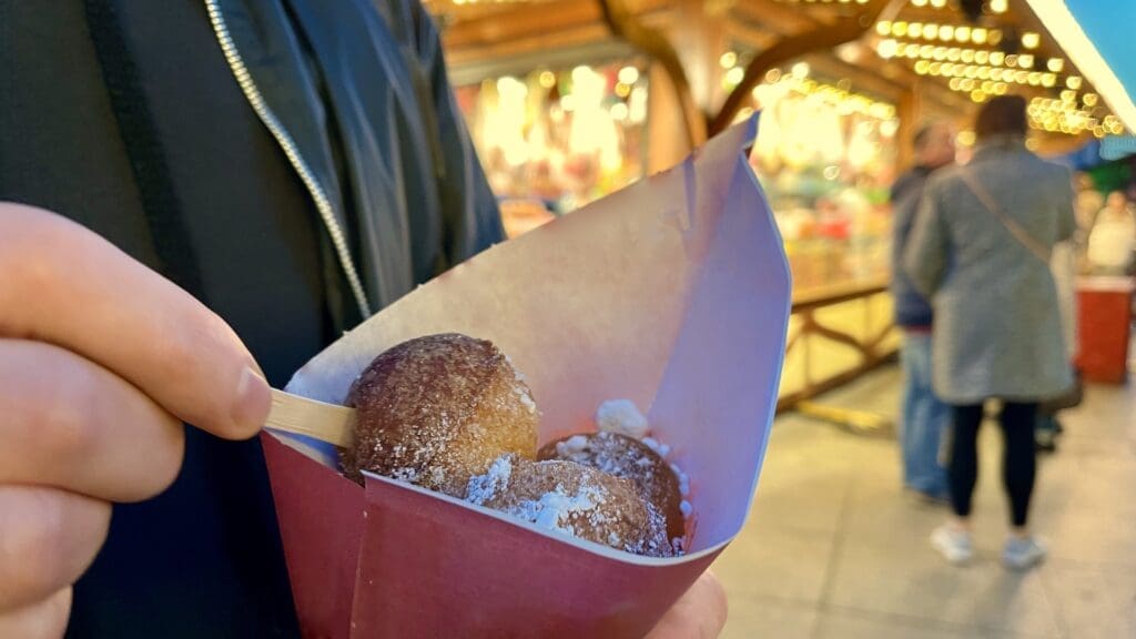 Quarkbällchen at Christmas Market on Potsdamer Platz in Berlin